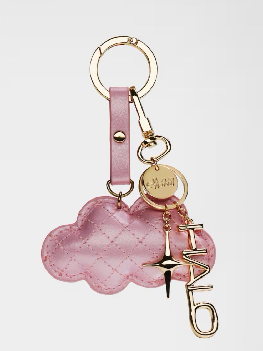 Pink Quilted Cloud Keychain with Gold Charms